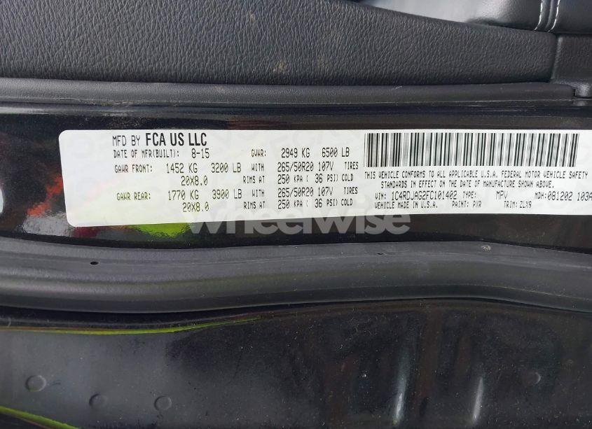 Photo 9 of 2015 Dodge Durango SXT (VIN 1C4RDJAG2FC101402)