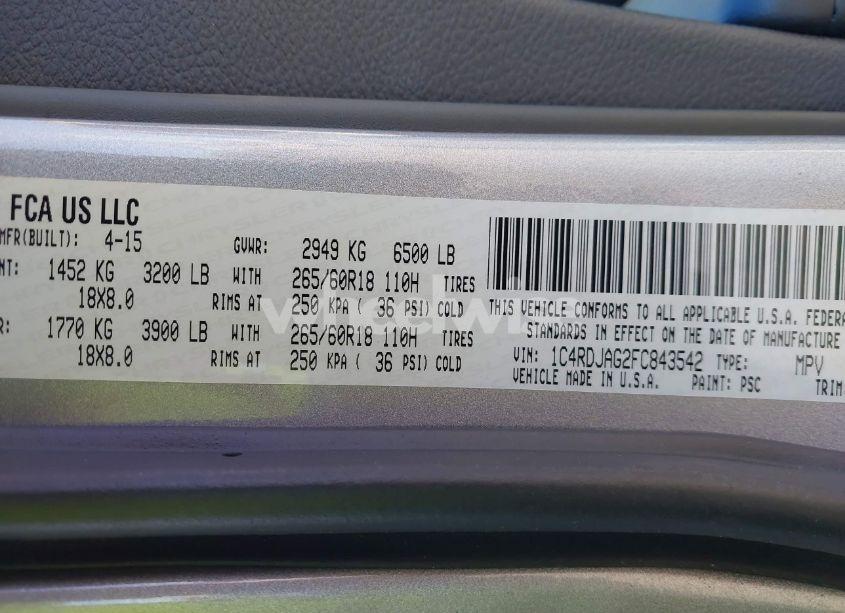 Photo 9 of 2015 Dodge Durango SXT (VIN 1C4RDJAG2FC843542)