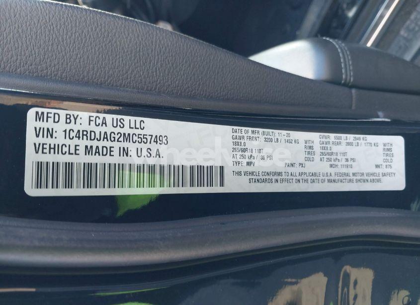 Photo 9 of 2021 Dodge Durango SXT PLUS AWD (VIN 1C4RDJAG2MC557493)