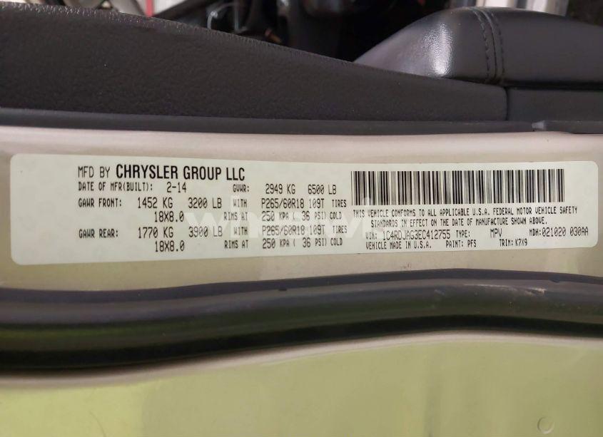 Photo 9 of 2014 Dodge Durango SXT (VIN 1C4RDJAG3EC412755)