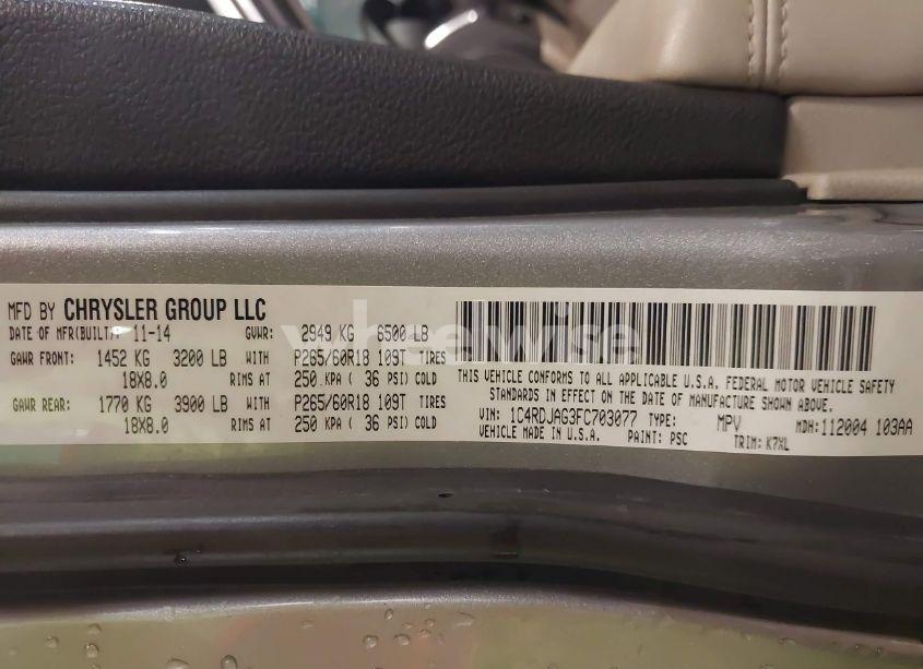 Photo 9 of 2015 Dodge Durango SXT (VIN 1C4RDJAG3FC703077)