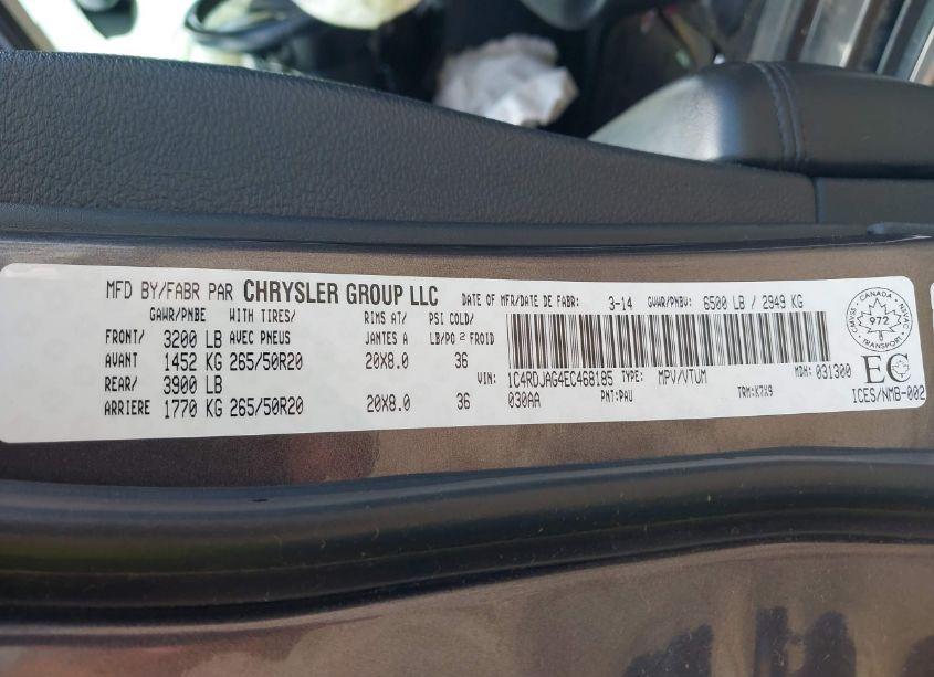 Photo 9 of 2014 Dodge Durango SXT (VIN 1C4RDJAG4EC468185)