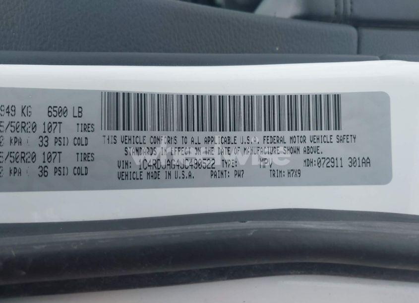 Photo 9 of 2018 Dodge Durango SXT AWD (VIN 1C4RDJAG4JC490522)