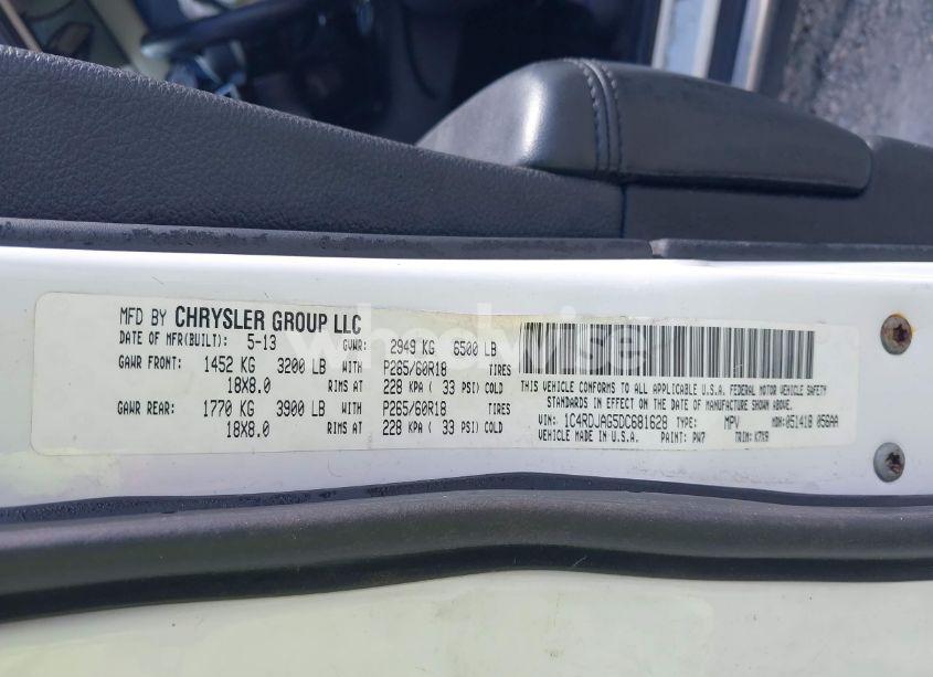 Photo 9 of 2013 Dodge Durango SXT (VIN 1C4RDJAG5DC681628)