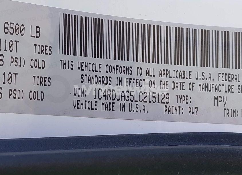 Photo 9 of 2020 Dodge Durango SXT AWD (VIN 1C4RDJAG5LC215129)