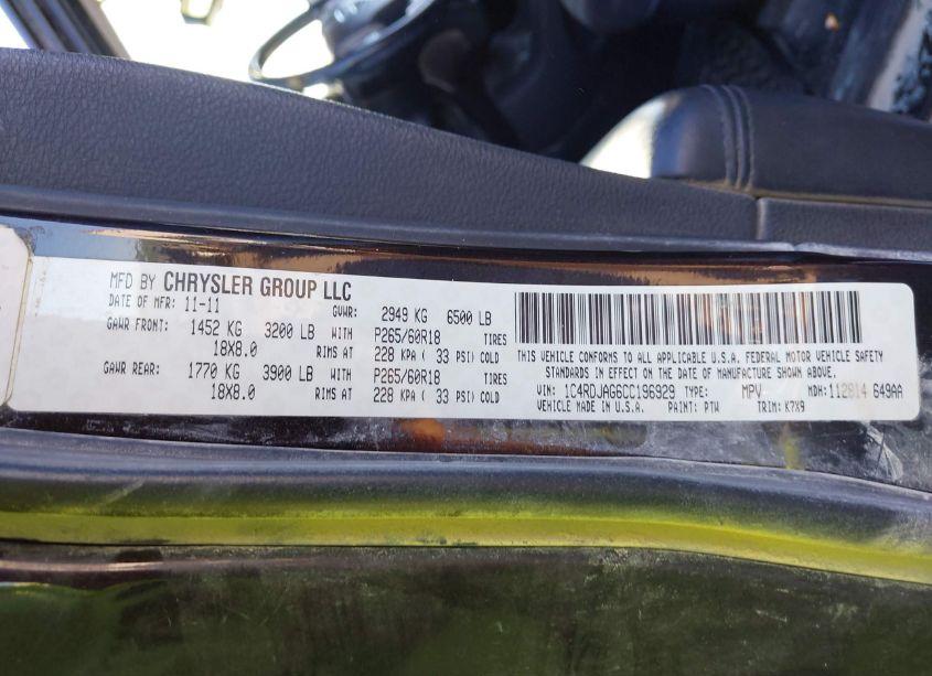 Photo 9 of 2012 Dodge Durango SXT (VIN 1C4RDJAG6CC196929)