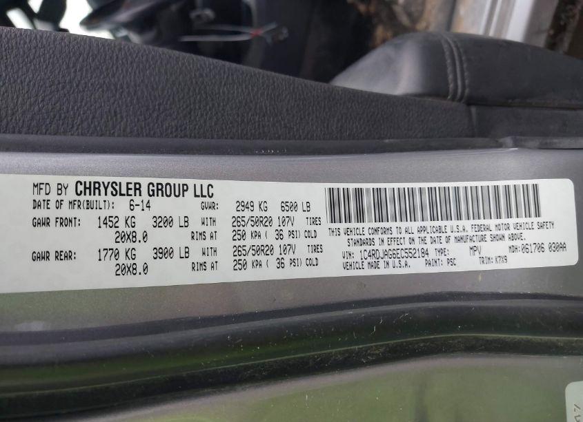 Photo 9 of 2014 Dodge Durango SXT (VIN 1C4RDJAG6EC552184)