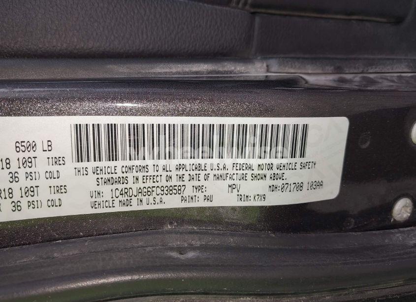 Photo 9 of 2015 Dodge Durango SXT (VIN 1C4RDJAG6FC938587)