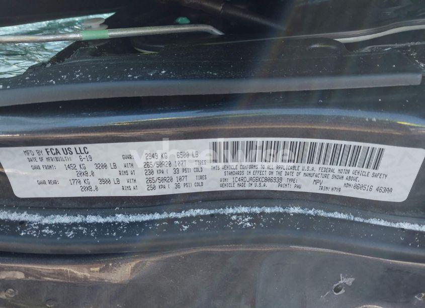 Photo 9 of 2019 Dodge Durango SXT AWD (VIN 1C4RDJAG6KC806939)