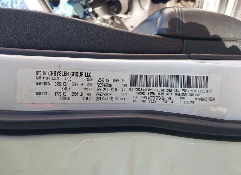 Photo 9 of 2013 Dodge Durango SXT (VIN 1C4RDJAG7DC673496)