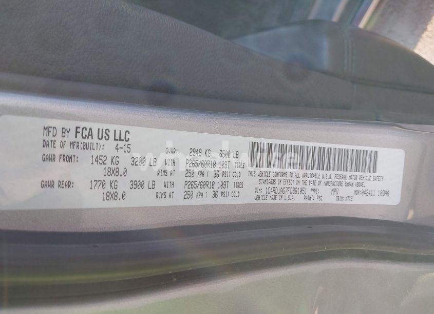 Photo 9 of 2015 Dodge Durango SXT (VIN 1C4RDJAG7FC861051)