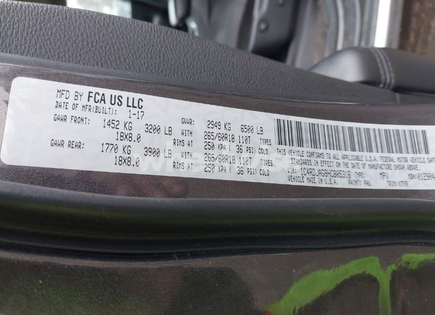 Photo 9 of 2017 Dodge Durango SXT AWD (VIN 1C4RDJAG8HC805316)