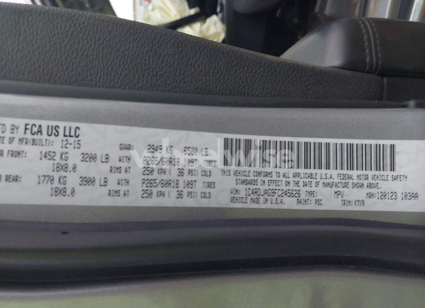 Photo 9 of 2015 Dodge Durango SXT (VIN 1C4RDJAG9FC245626)