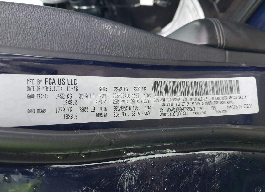 Photo 9 of 2017 Dodge Durango SXT AWD (VIN 1C4RDJAG9HC709923)