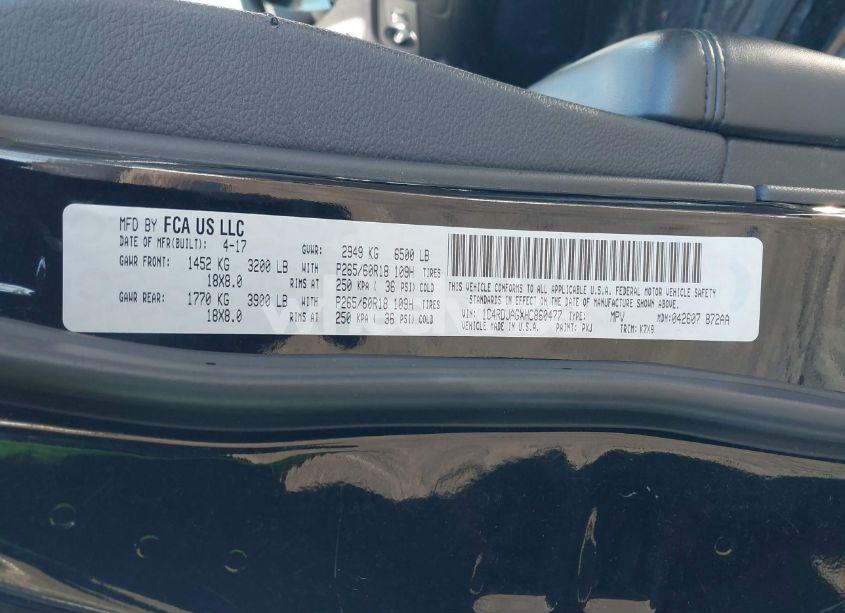 Photo 8 of 2017 Dodge Durango SXT AWD (VIN 1C4RDJAGXHC860477)