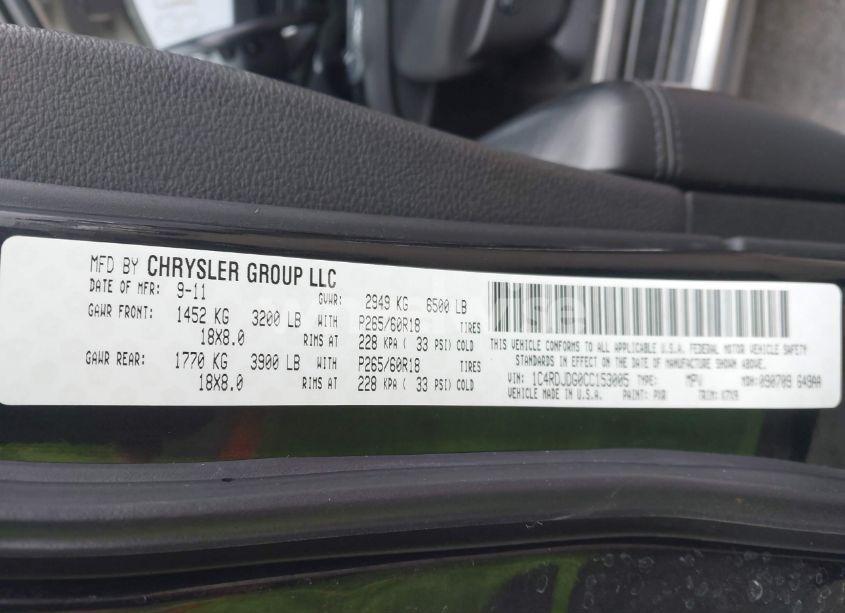 Photo 9 of 2012 Dodge Durango CREW (VIN 1C4RDJDG0CC153005)