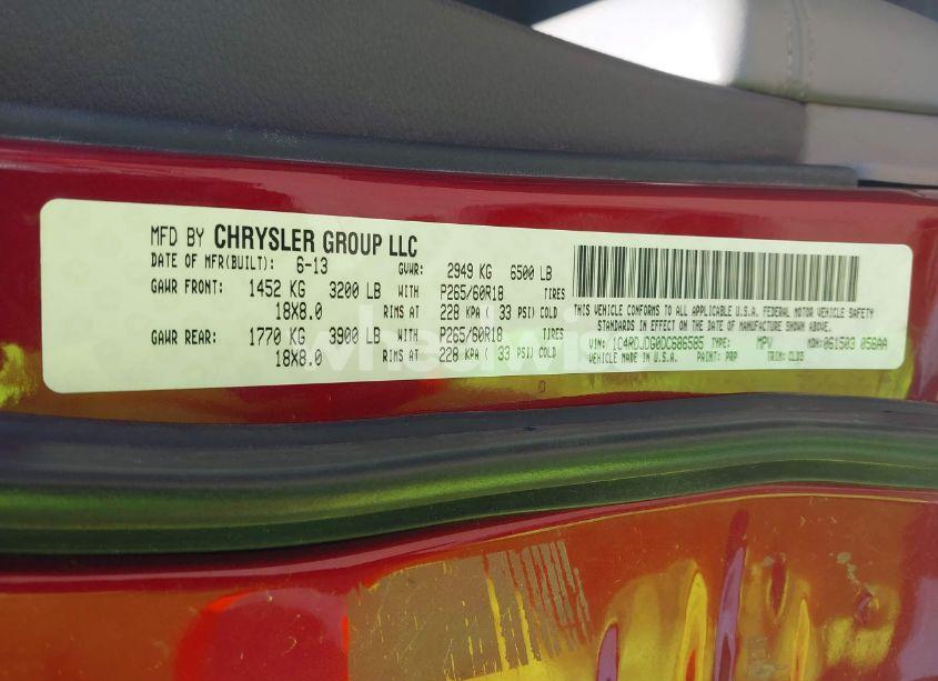 Photo 9 of 2013 Dodge Durango CREW (VIN 1C4RDJDG0DC686585)