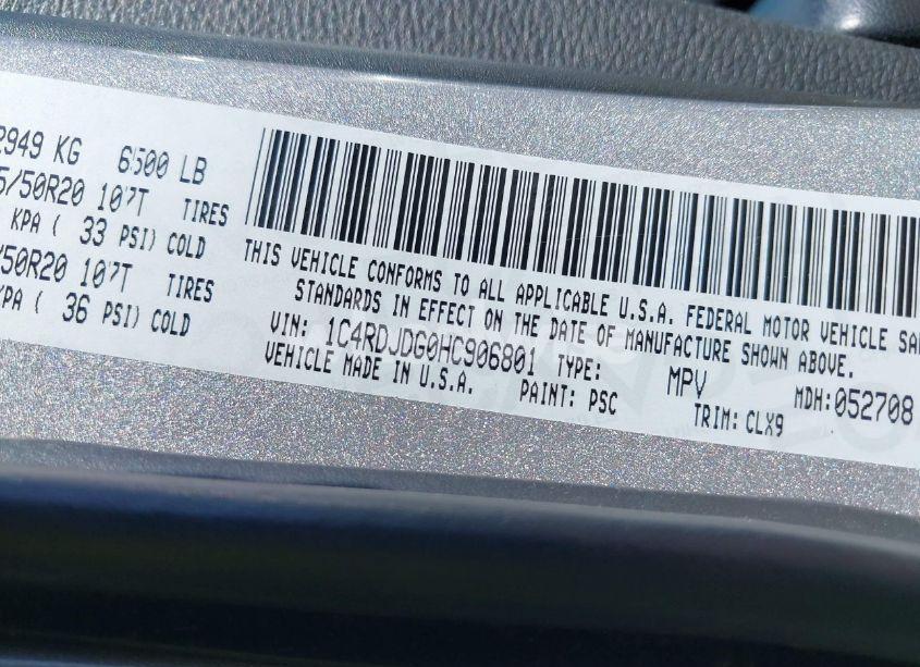 Photo 9 of 2017 Dodge Durango GT AWD (VIN 1C4RDJDG0HC906801)