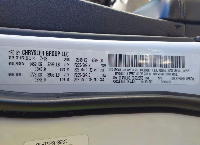 Photo 9 of 2013 Dodge Durango CREW (VIN 1C4RDJDG1DC692055)