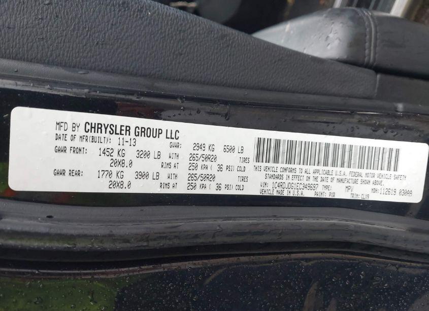 Photo 9 of 2014 Dodge Durango LIMITED (VIN 1C4RDJDG1EC349697)