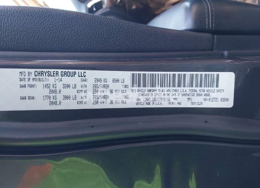 Photo 9 of 2014 Dodge Durango LIMITED (VIN 1C4RDJDG1EC412166)