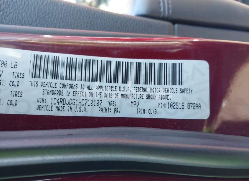 Photo 9 of 2017 Dodge Durango GT AWD (VIN 1C4RDJDG1HC710107)