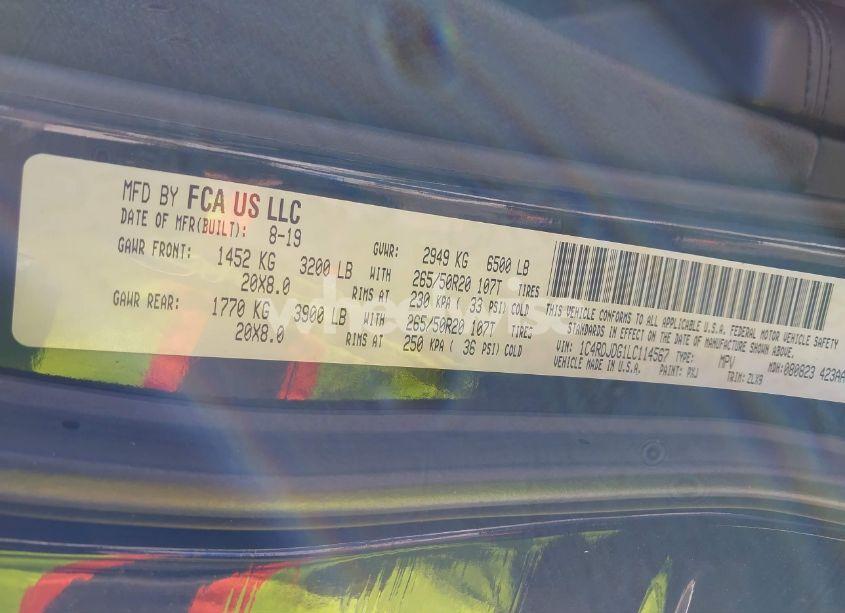 Photo 9 of 2020 Dodge Durango GT PLUS AWD (VIN 1C4RDJDG1LC114567)