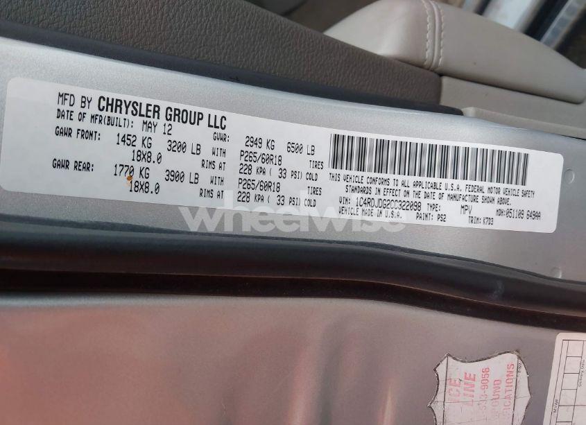 Photo 9 of 2012 Dodge Durango CREW (VIN 1C4RDJDG2CC322098)