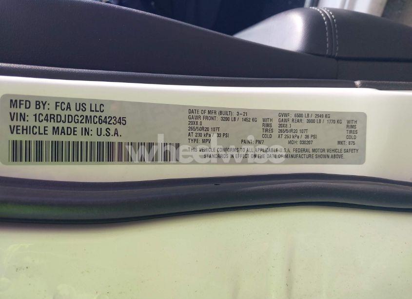 Photo 9 of 2021 Dodge Durango GT PLUS AWD (VIN 1C4RDJDG2MC642345)