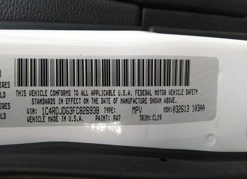 Photo 9 of 2015 Dodge Durango LIMITED (VIN 1C4RDJDG3FC826938)