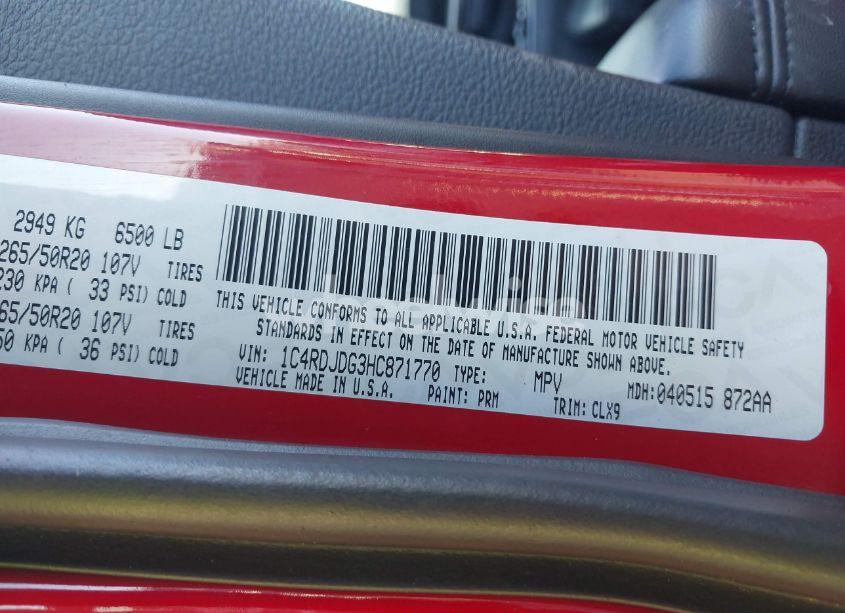 Photo 9 of 2017 Dodge Durango GT AWD (VIN 1C4RDJDG3HC871770)