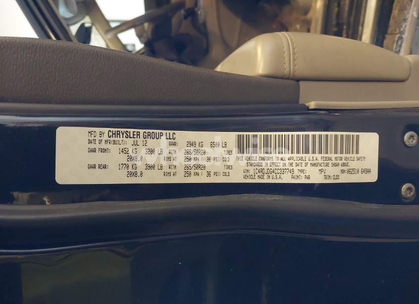 Photo 9 of 2012 Dodge Durango CREW (VIN 1C4RDJDG4CC337749)