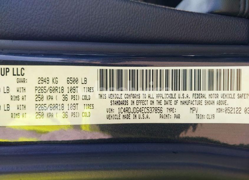 Photo 9 of 2014 Dodge Durango LIMITED (VIN 1C4RDJDG4EC537856)