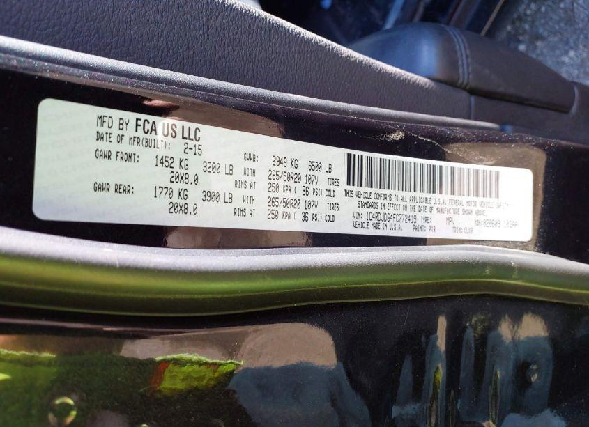 Photo 9 of 2015 Dodge Durango LIMITED (VIN 1C4RDJDG4FC772419)