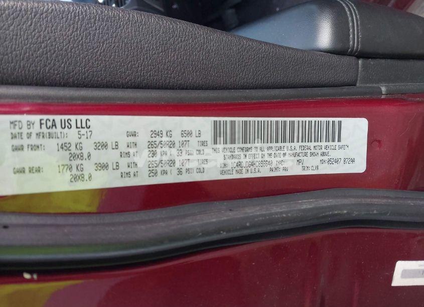 Photo 9 of 2017 Dodge Durango GT AWD (VIN 1C4RDJDG4HC898640)