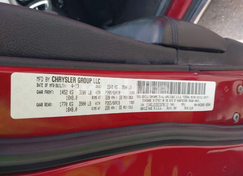 Photo 9 of 2013 Dodge Durango CREW (VIN 1C4RDJDG5DC678112)