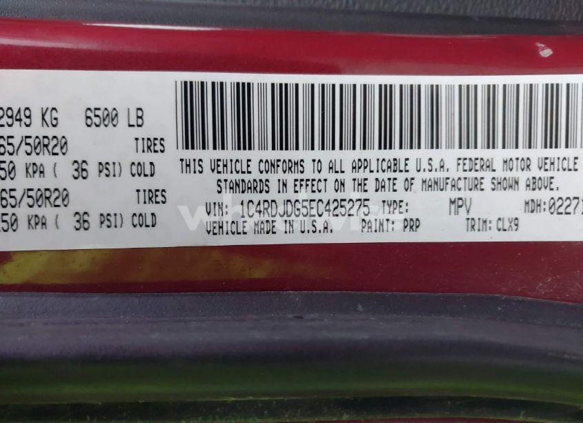 Photo 9 of 2014 Dodge Durango LIMITED (VIN 1C4RDJDG5EC425275)