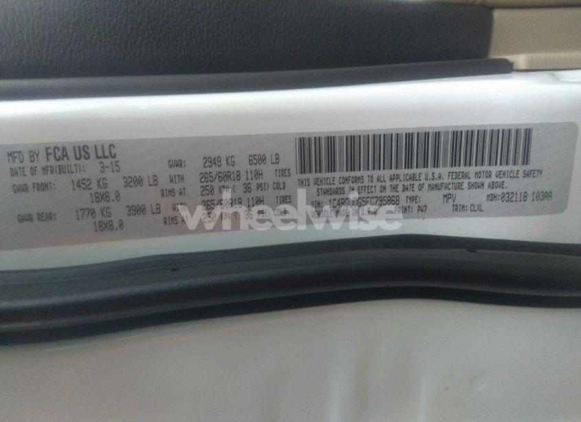 Photo 9 of 2015 Dodge Durango LIMITED (VIN 1C4RDJDG5FC795868)