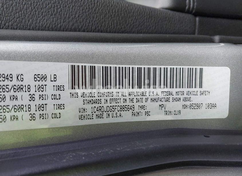 Photo 9 of 2015 Dodge Durango LIMITED (VIN 1C4RDJDG5FC885649)