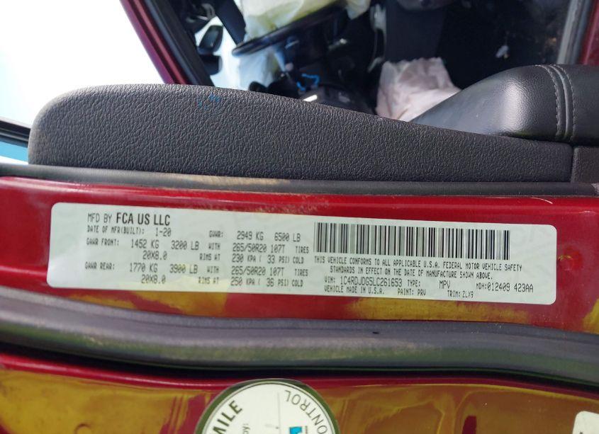 Photo 9 of 2020 Dodge Durango GT PLUS AWD (VIN 1C4RDJDG5LC261653)