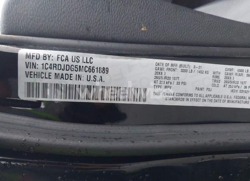 Photo 9 of 2021 Dodge Durango GT PLUS AWD (VIN 1C4RDJDG5MC661889)