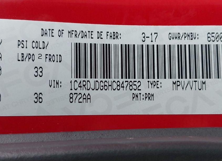 Photo 9 of 2017 Dodge Durango GT (VIN 1C4RDJDG6HC847852)