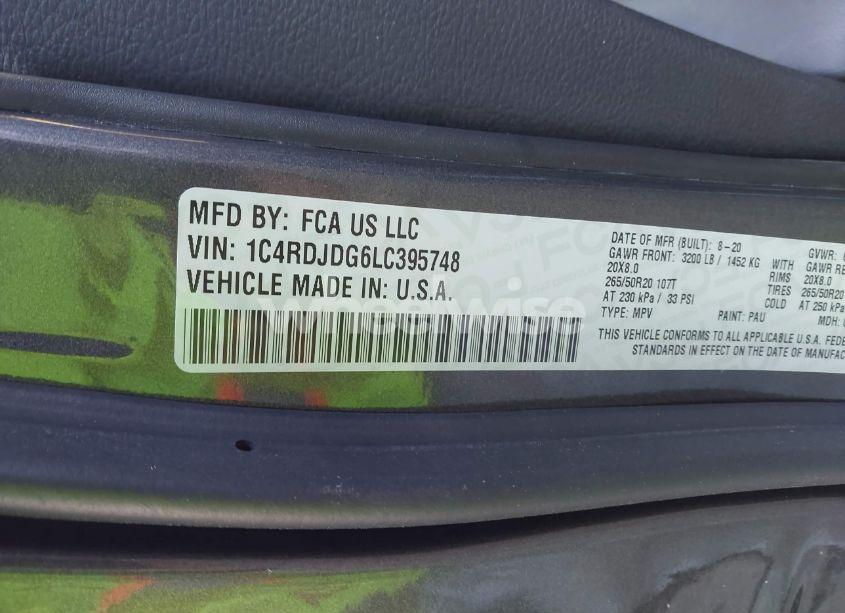 Photo 9 of 2020 Dodge Durango GT PLUS AWD (VIN 1C4RDJDG6LC395748)