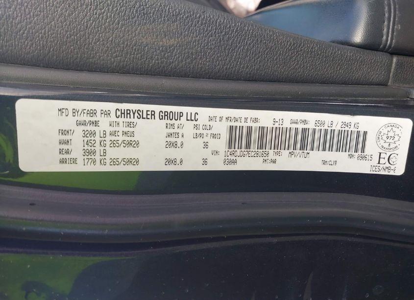 Photo 9 of 2014 Dodge Durango LIMITED (VIN 1C4RDJDG7EC281650)