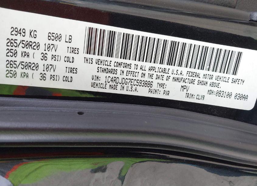 Photo 9 of 2014 Dodge Durango LIMITED (VIN 1C4RDJDG7EC593886)