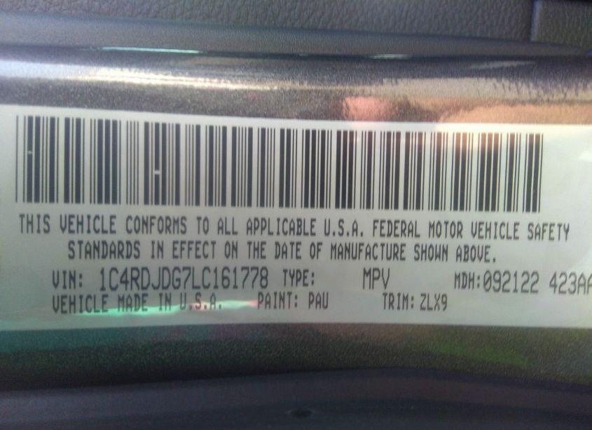 Photo 9 of 2020 Dodge Durango GT PLUS AWD (VIN 1C4RDJDG7LC161778)