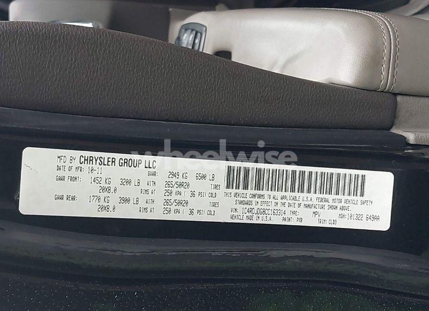 Photo 9 of 2012 Dodge Durango CREW (VIN 1C4RDJDG8CC163314)