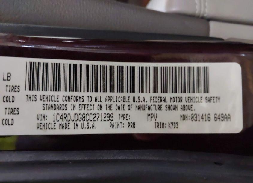 Photo 9 of 2012 Dodge Durango CREW (VIN 1C4RDJDG8CC271299)