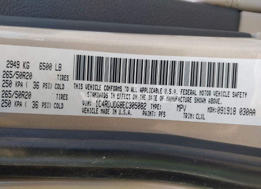 Photo 9 of 2014 Dodge Durango LIMITED (VIN 1C4RDJDG8EC305082)