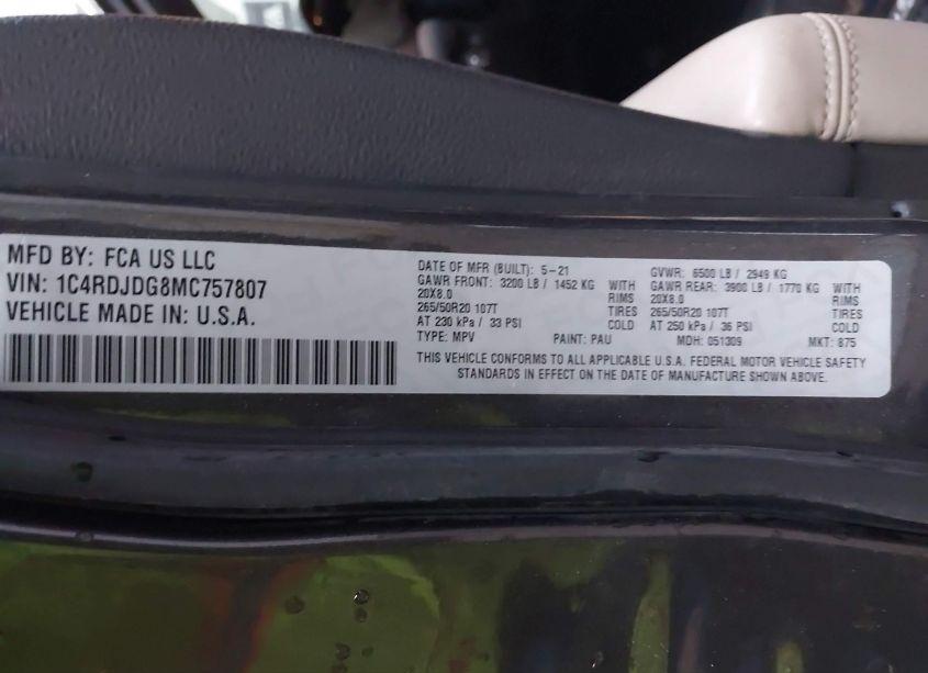 Photo 9 of 2021 Dodge Durango GT PLUS AWD (VIN 1C4RDJDG8MC757807)